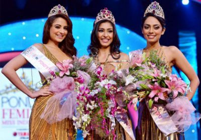Femina Miss India 2013 winners Navneet Kaur Dhillon, Sobhita Dhulipala and Zoya Afroz