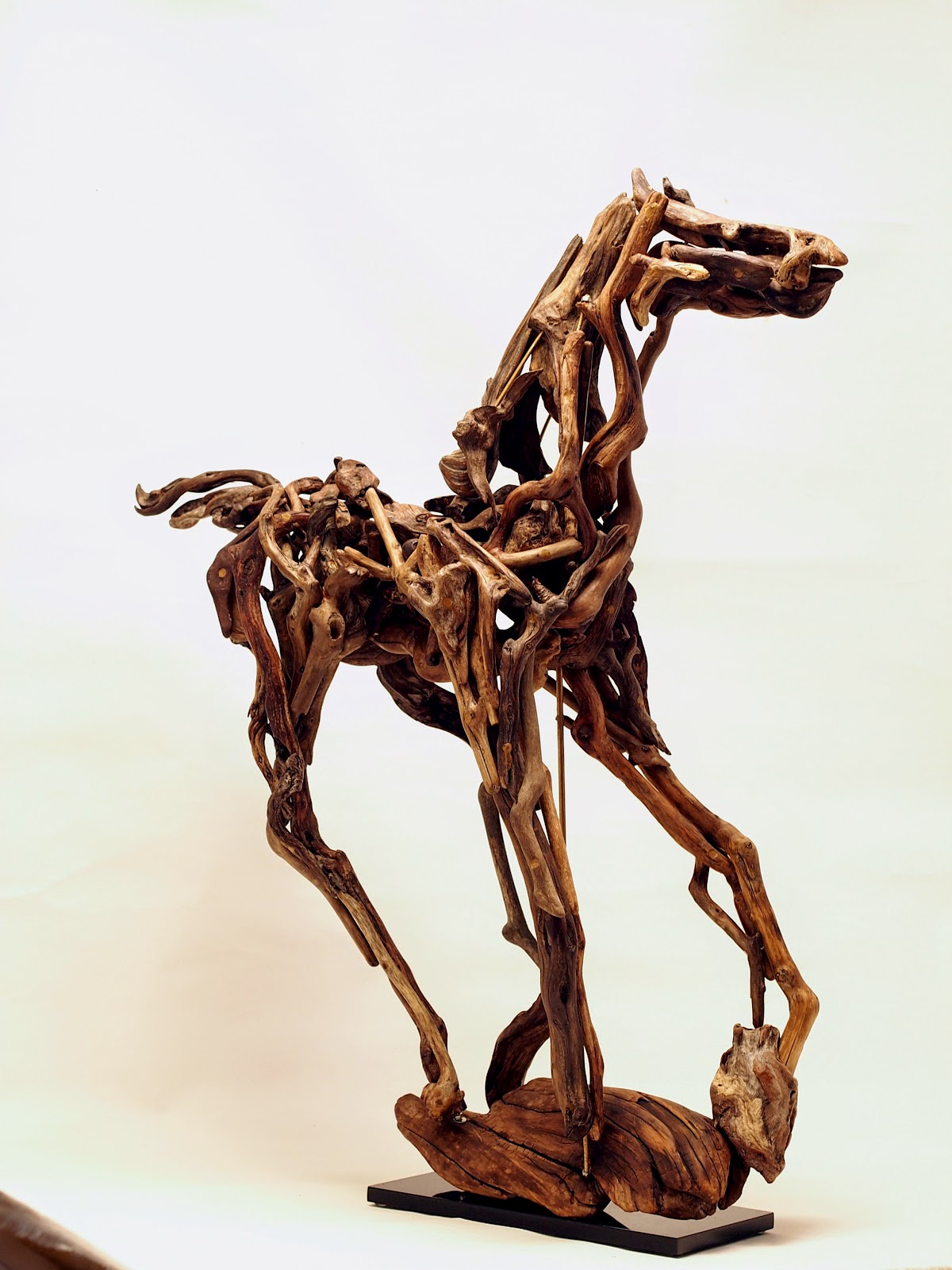 driftwood art Sculptures. N. Danalis Driftwood Horse Sculpture, REFUSAL.