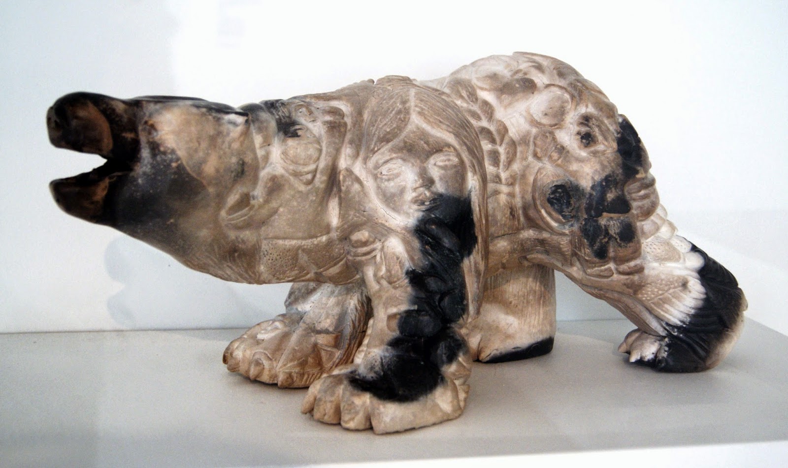 Museum of Inuit Art: Matchbox: A Retrospective Exhibit: Crouching Bear by Jack Nuyiyak and Leo Napayok, Culture, Arctic, Native, Toronto, Quuens Quay Terminal, Sculptures, MIA, Ceramic, Canada, Canadian Artist, Gallery, The Purple Scarf, Melanie.Ps
