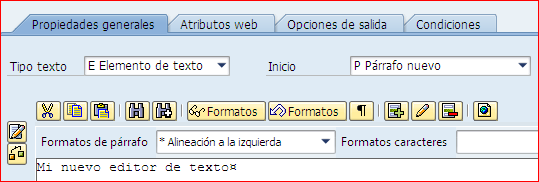 Apariencia del editor de texto de smartforms