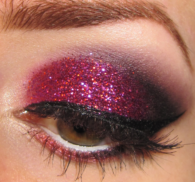 Glitter is my Crack Dark Pink Glitter Eye Makeup Tutorial