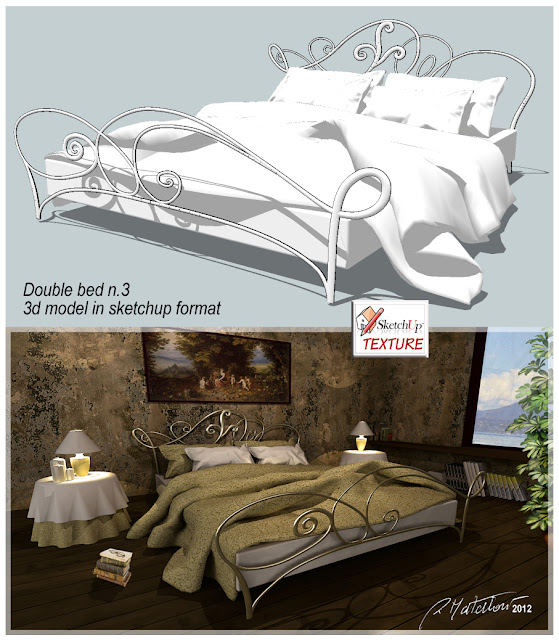 sketchup model double bed #3