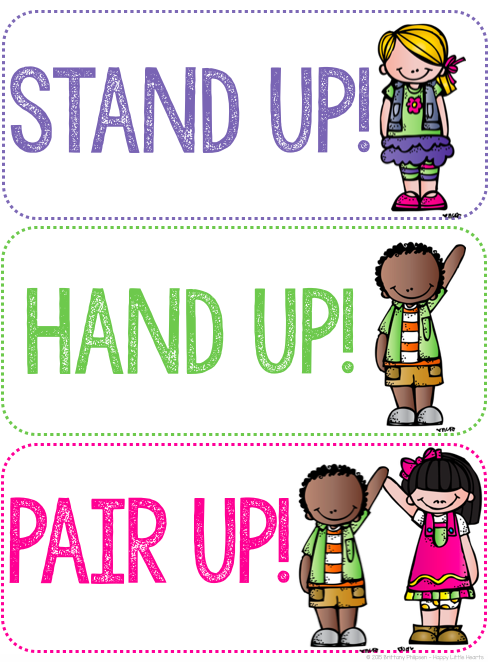 This contains an image of: Stand Up, Hand Up, Pair Up to find a partner! - The Comprehensible Classroom