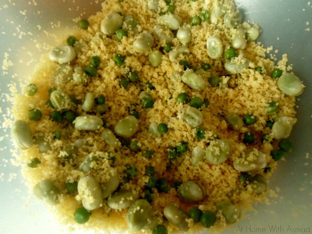 Halal Home Cooking Algerian Mesfouf Steamed Couscous with Peas and