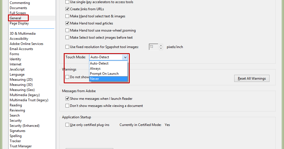 Make Adobe Reader XI show scroll bars in Windows 8