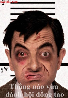 Những hình hài hước vui nhộn nhất, mr bean hài hước bị đánh bể đầu