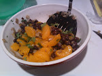 Orange-Black bean salad and fish