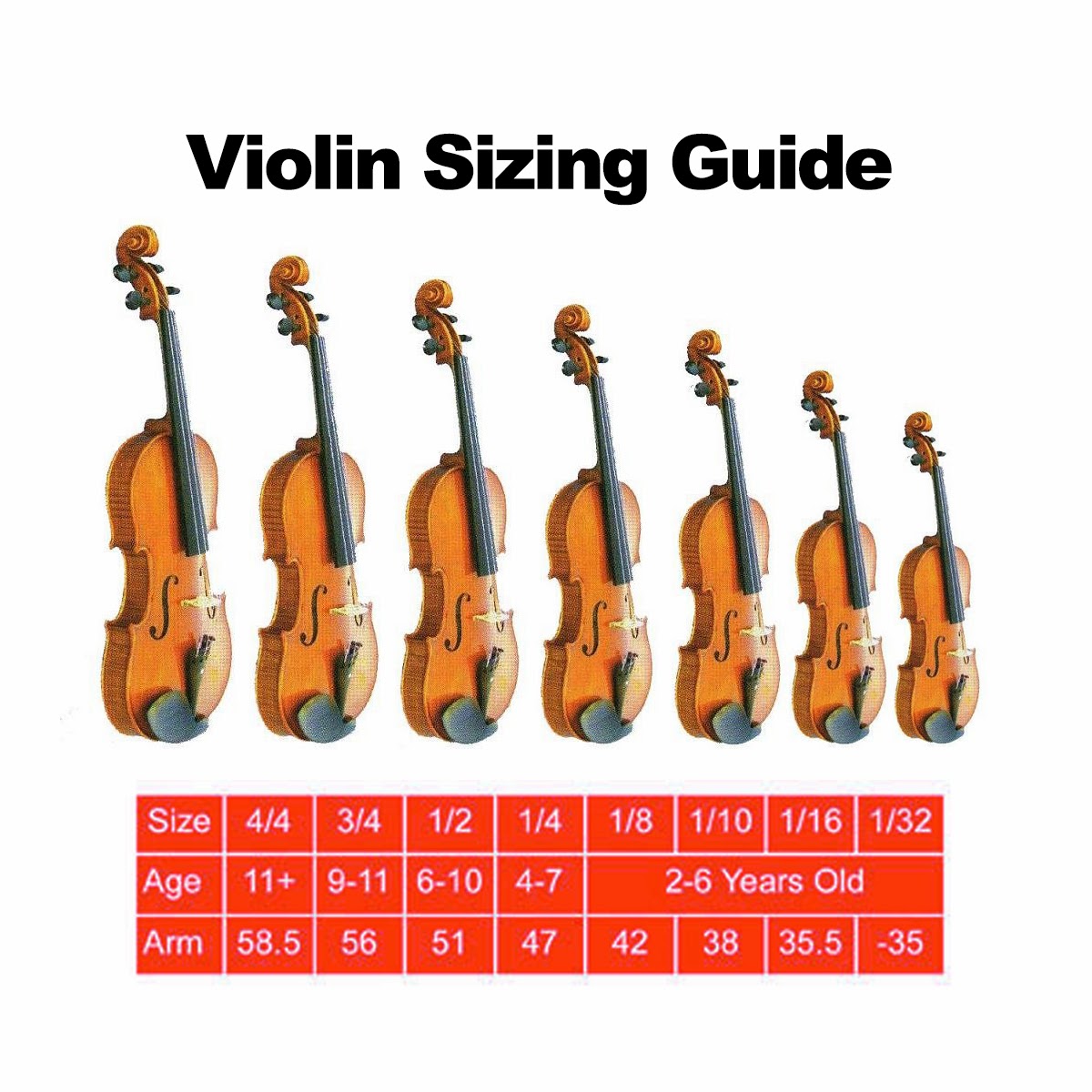 Violin Sizing Guide Violin Sizing Chart
