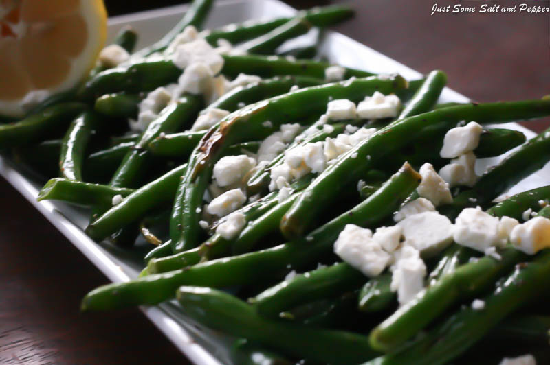 Just Some Salt and Pepper Grilled Green Beans with Feta
