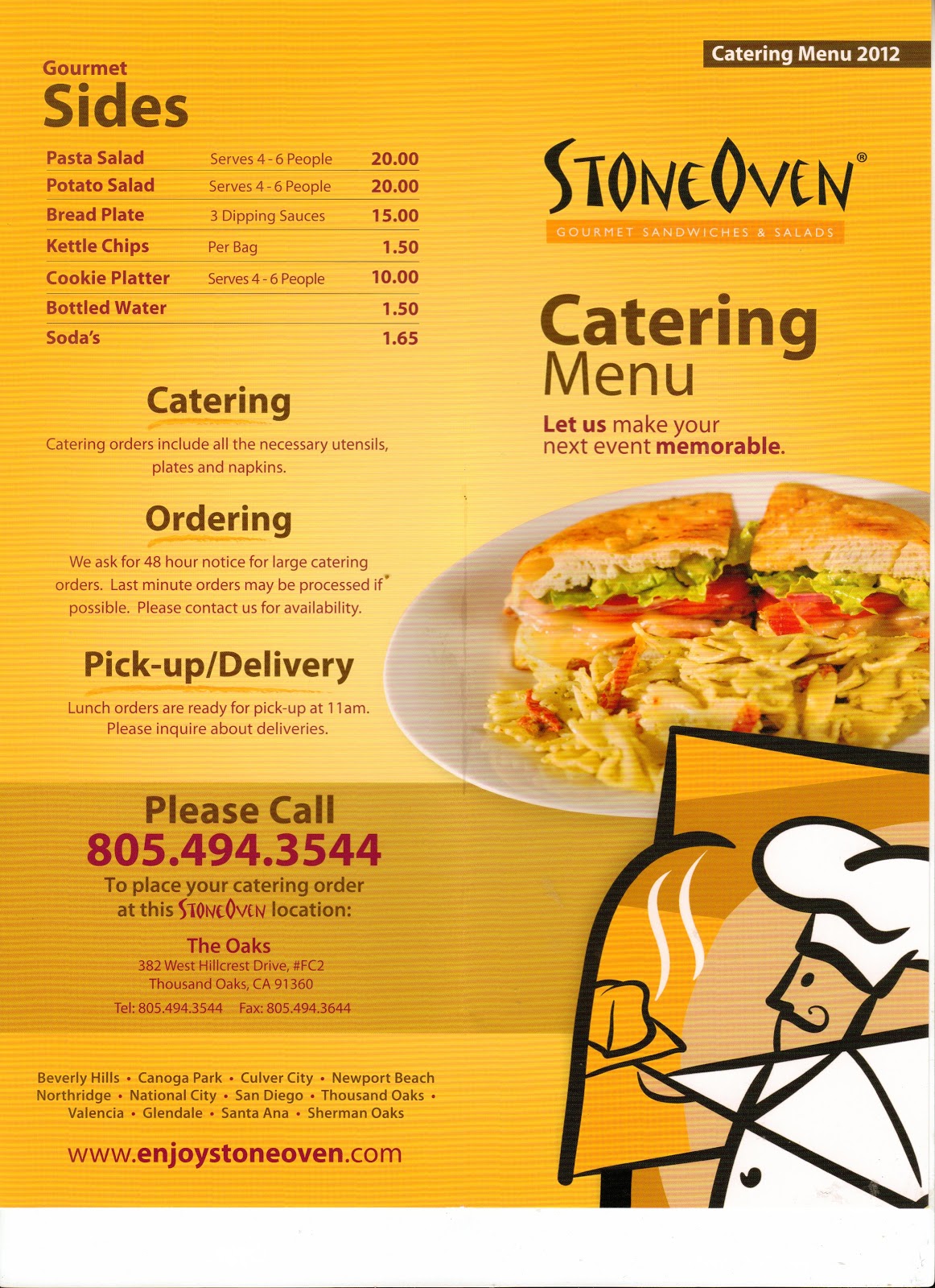 Vc Menu Stone Oven Thousand Oaks