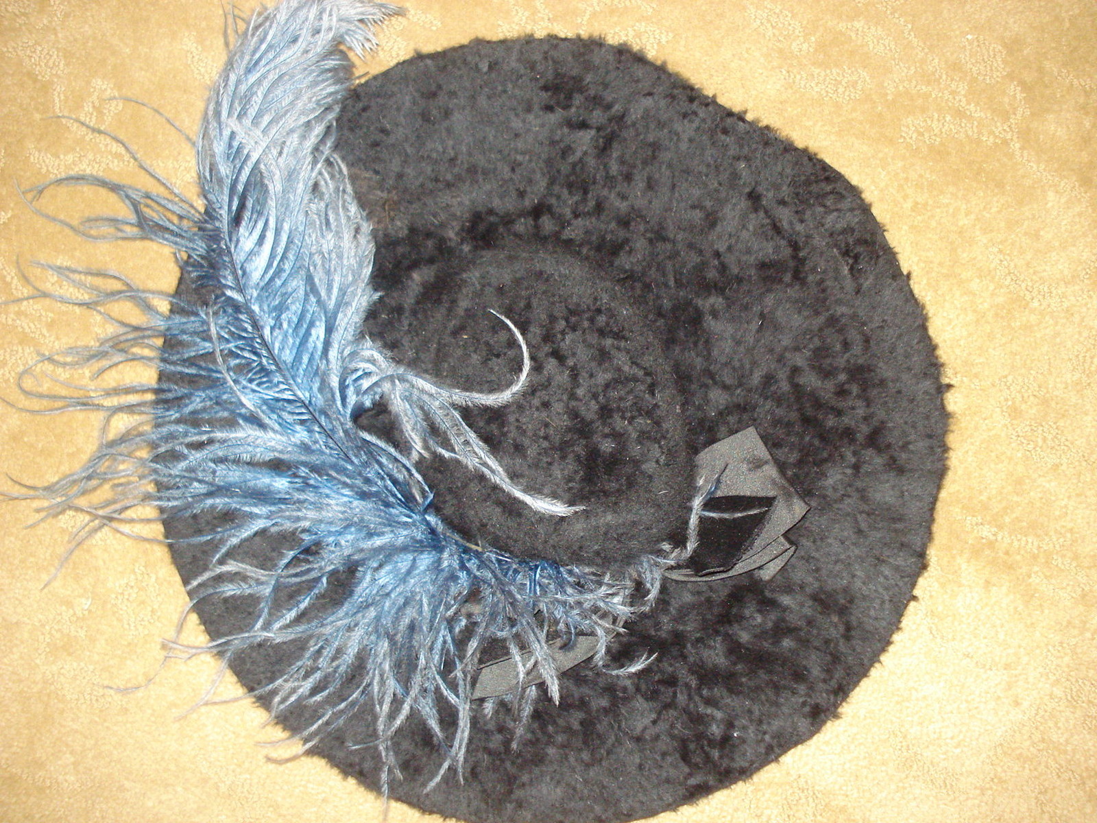 All The Pretty Dresses Beaver Skin Hat with Blue Feather
