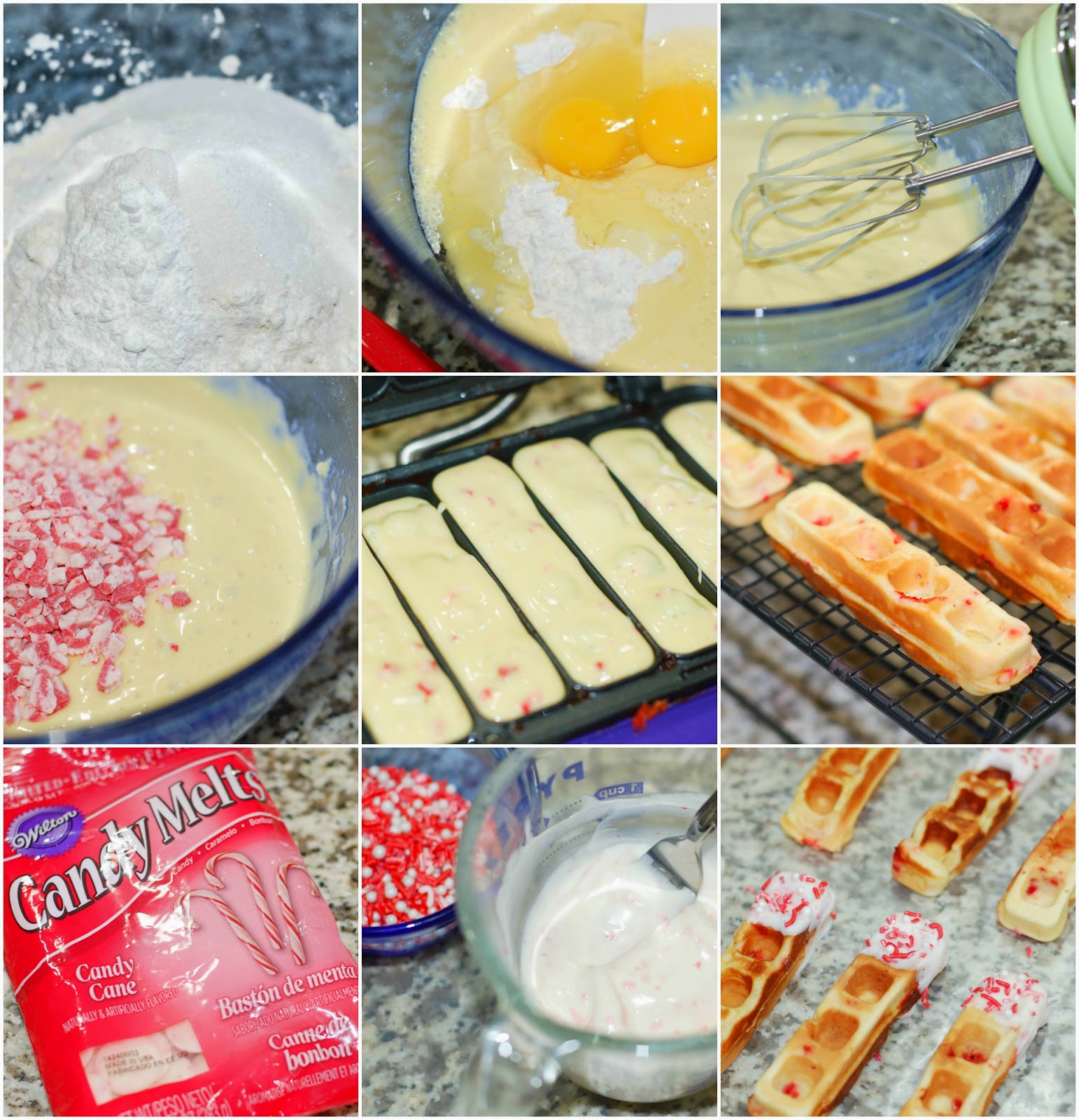 Making Peppermint Eggnog Waffle Sticks by The Sweet Chick