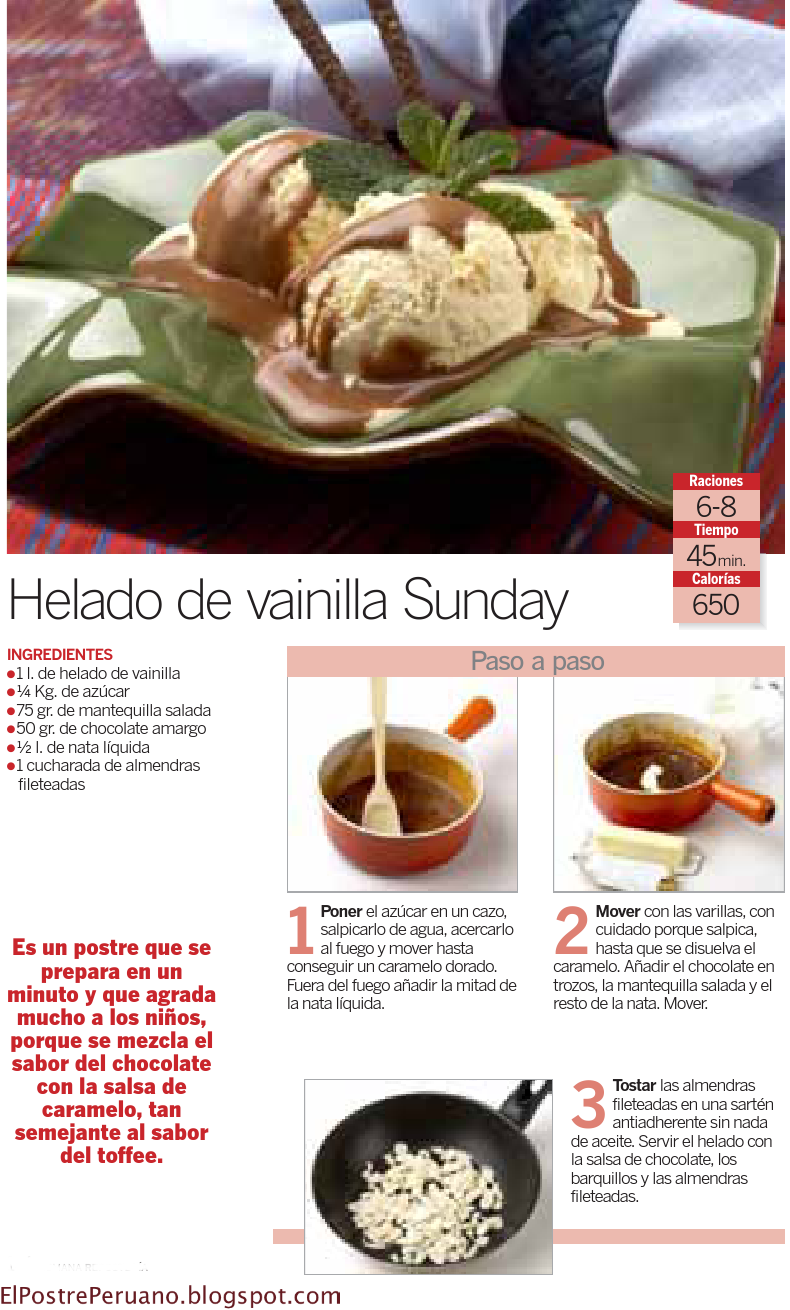 RECETA PARA PREPARAR HELADO DE VAINILLA SUNDAY RECETA PARA PREPARAR HELADO DE VAINILLA SUNDAY