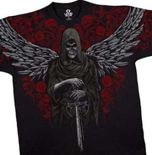 Grim Reaper T-Shirt,Winged Reaper Liquid Blue Full Shirt Designs