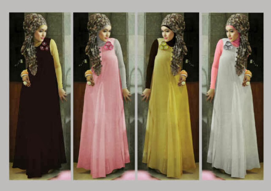 Image Model gaun pesta muslim modern sifon