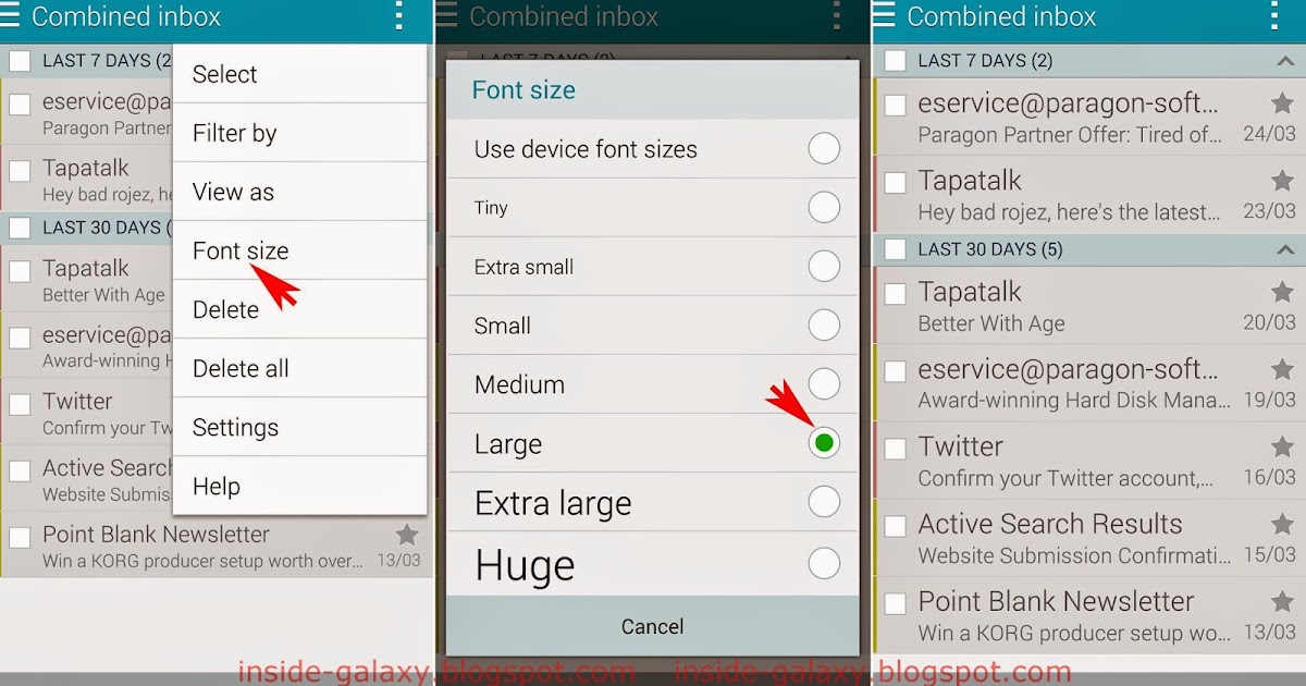 Inside Galaxy Samsung Galaxy S5 How to Change Font Size in the Stock