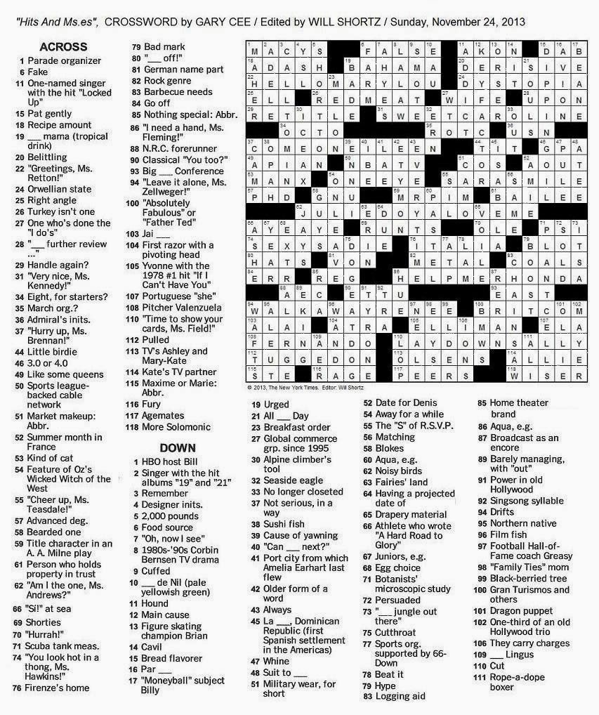 New+York+Times+Crossword+by+Gary+Cee+edited+by+Will+Shortz+Sunday