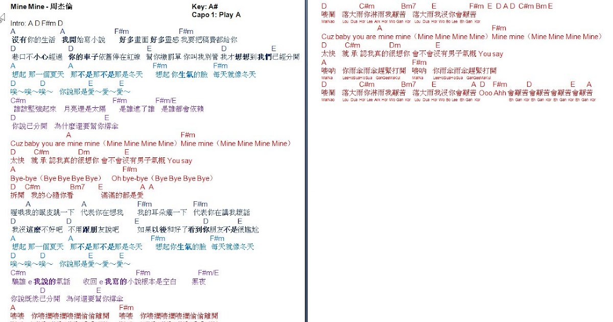 jay chou chord talkingchord 周杰伦 mine mine 吉他谱 chords cover jay chou chord talkingchord 周杰伦 mine mine 吉他谱 chords cover
