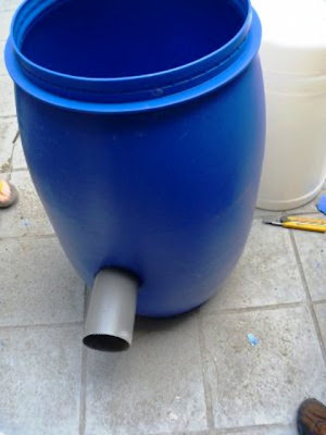 biogas Digester by plastic drum under construction