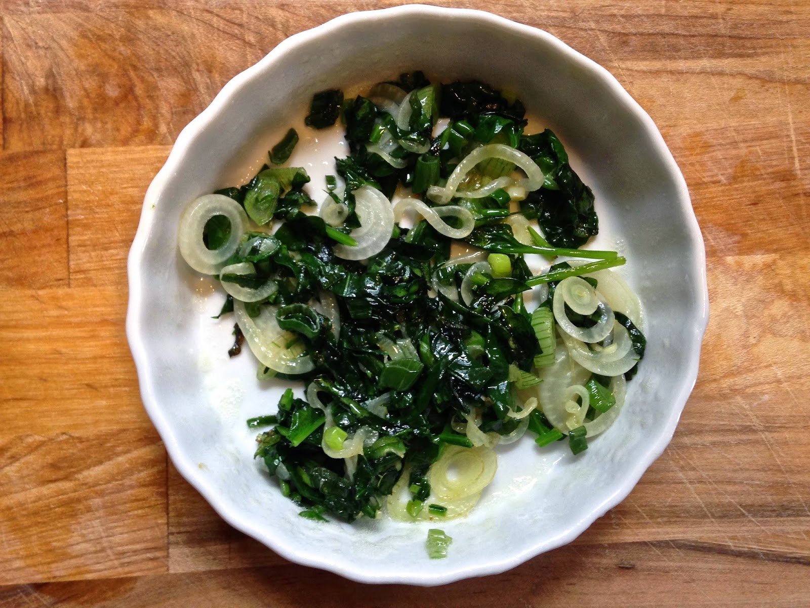 salt & zest Baked Eggs with Spring Onion and Spinach