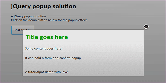 jQuery Pop Up Message Tutorial And Download