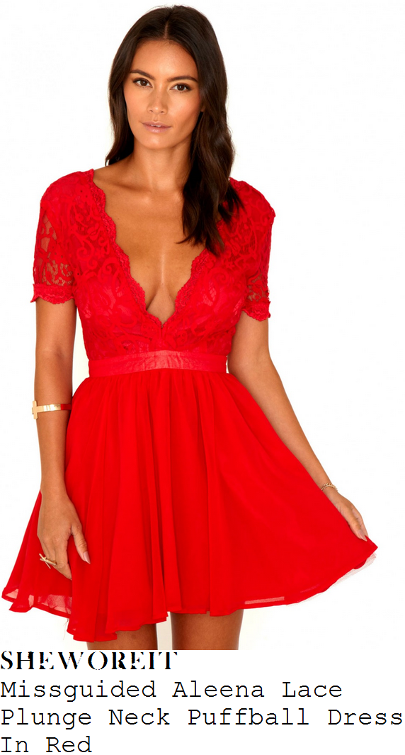 lucy-mecklenburgh-red-lace-v-neck-dress