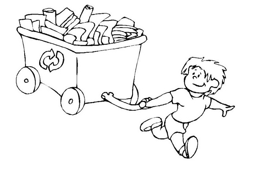 COLOREA TUS DIBUJOS: Niño reciclando papel para colorear