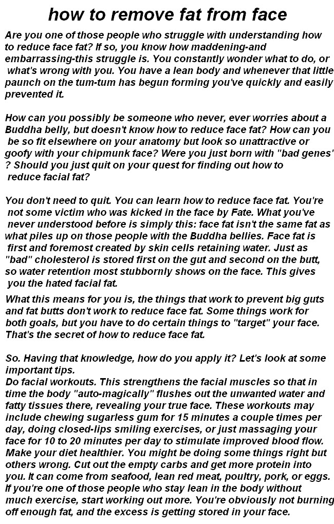 how to remove fat from face loosing weight