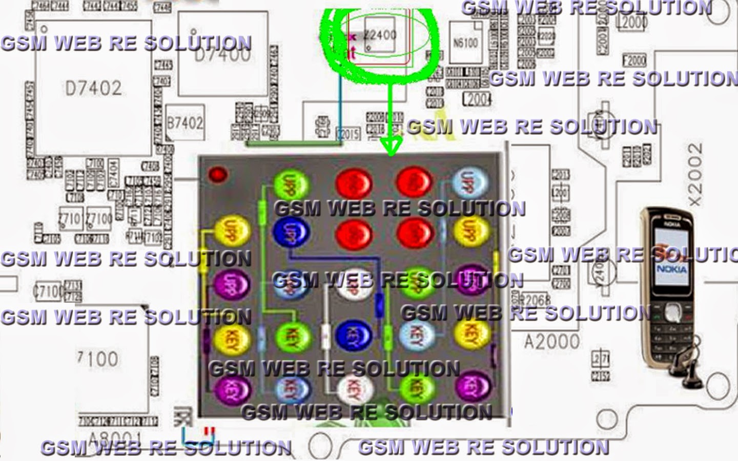 GSM WEB RE SOLUTION Nokia 1650 keypad IC Jumper and ways Nokia 1650