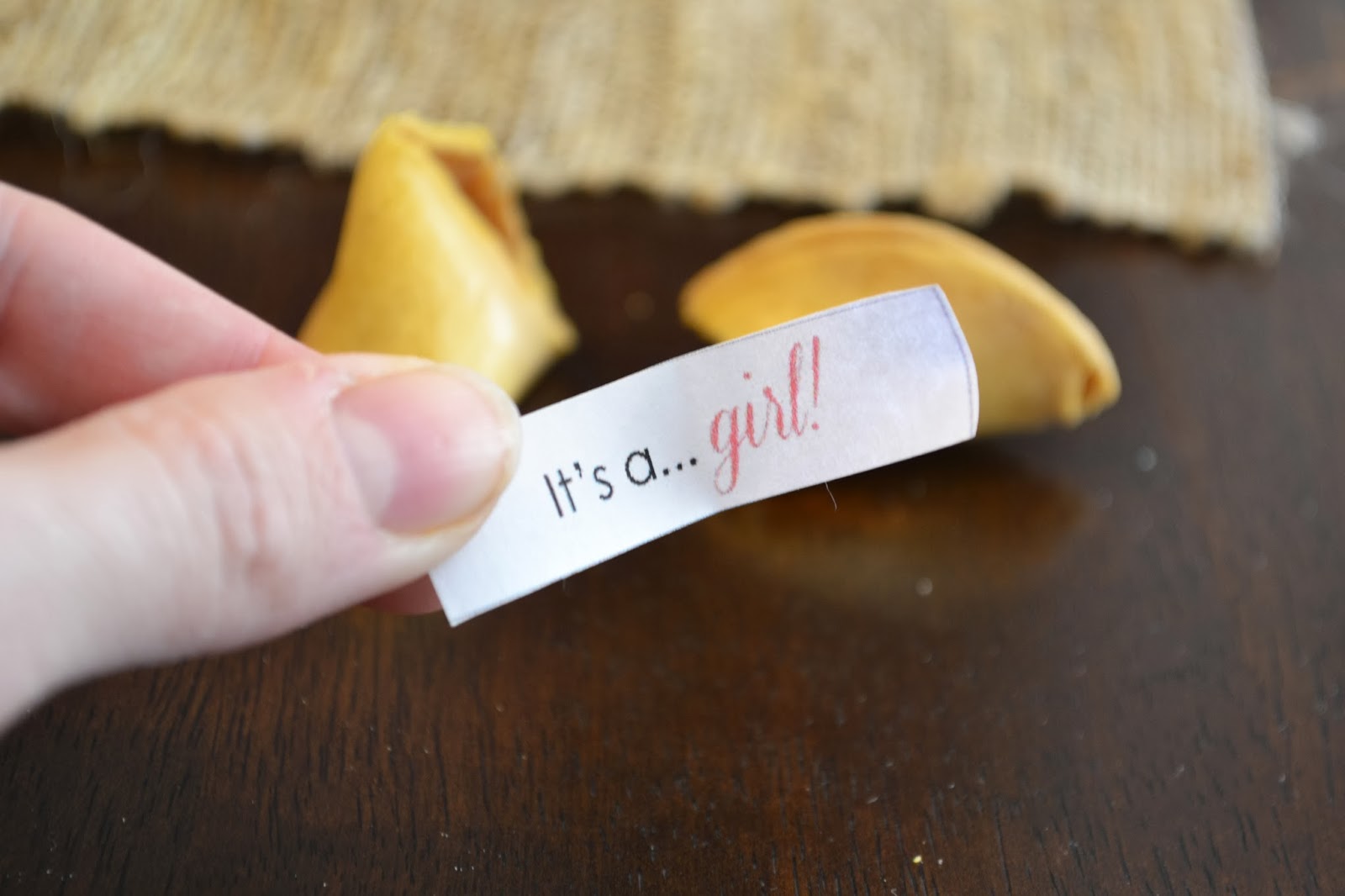 Mom, the Intern Fortune cookie gender reveal!