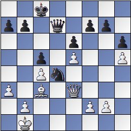 Posición partida de ajedrez Pilnik-Pomar 1946, después de 27. De3