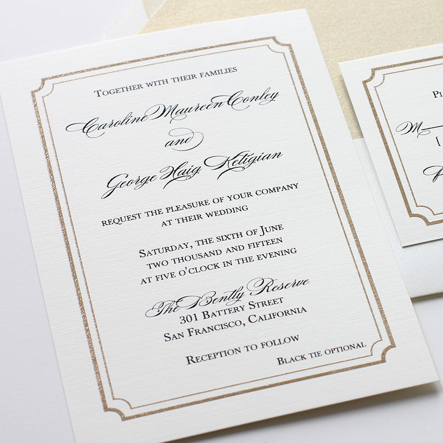 black tie optional on wedding invitation