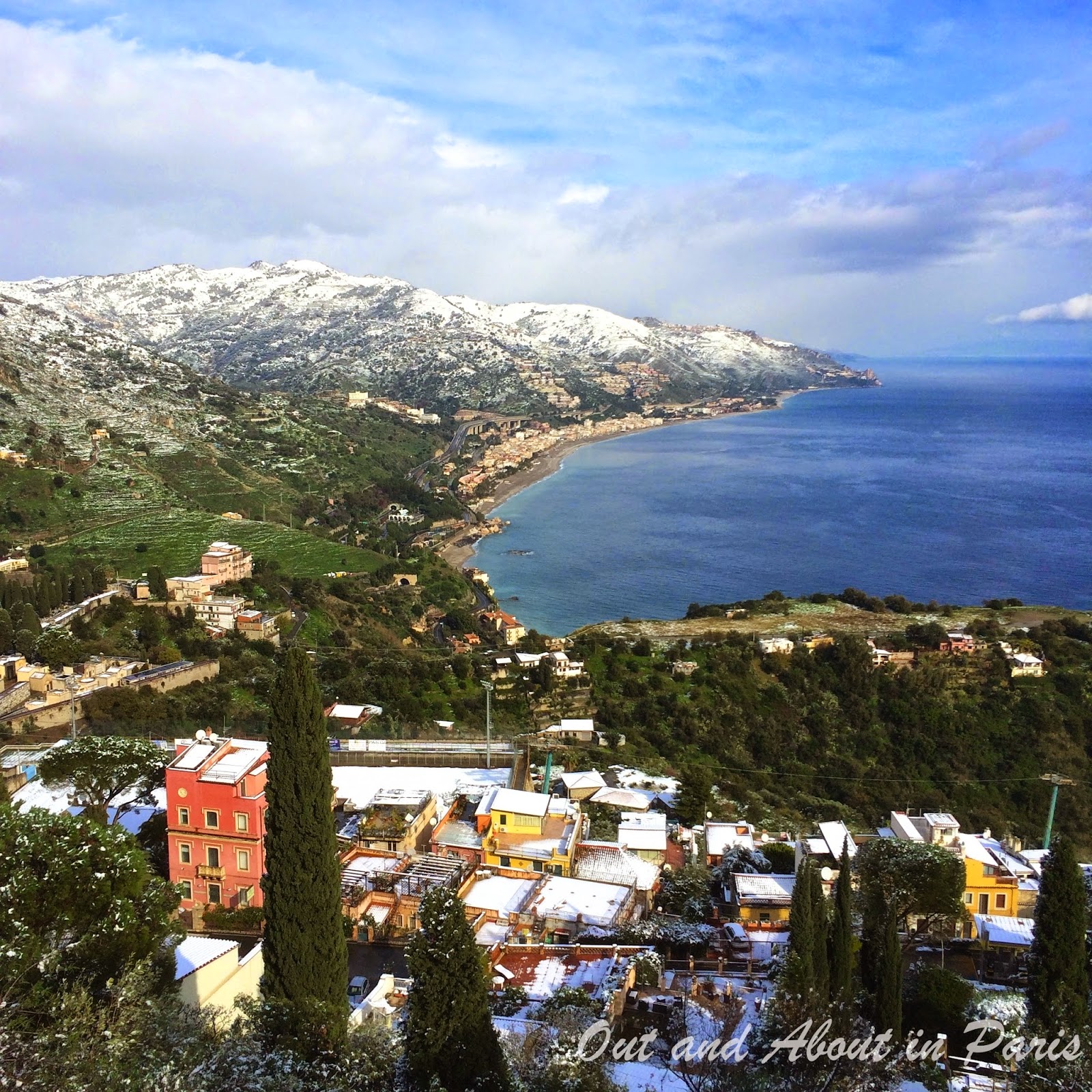 Snowy Taormina and spectacular Castelmola the best views in Sicily!