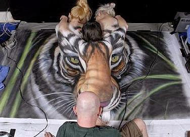 Body paint tiger art donated to save China&#39;s tigers   Related news