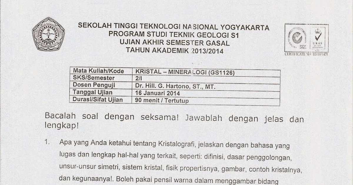 Heart Of A Geologists Uas Kristal Dan Mineral Tg Sttnas Yogyakarta