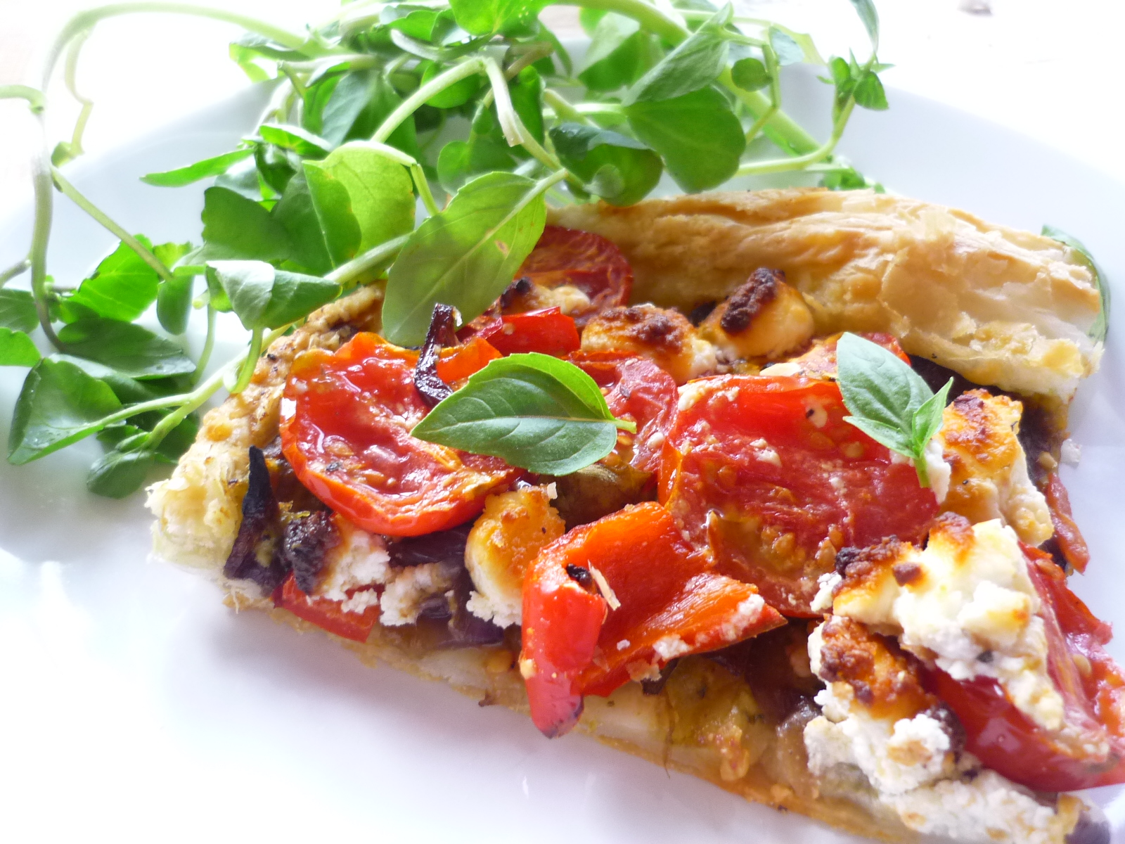 KnitKnatKnotUK Goats cheese, cherry tomato and caramelised red onion tart
