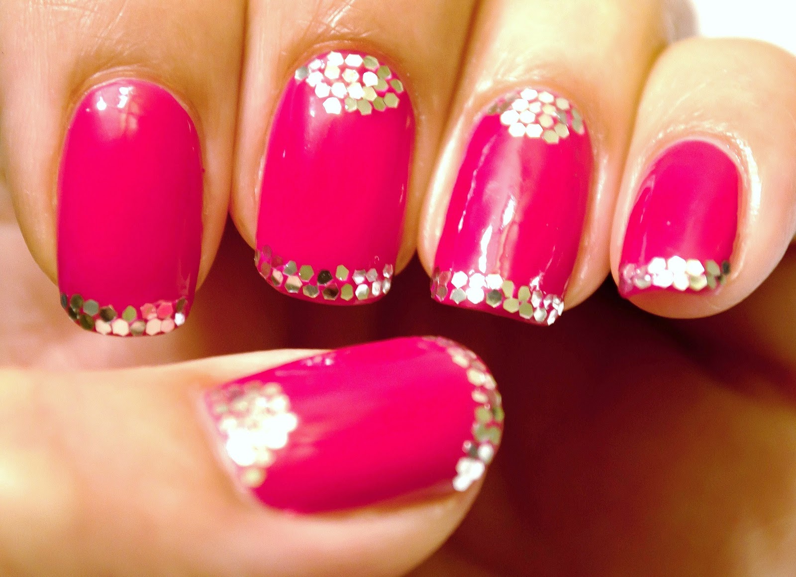 Pink Nails With Glitter