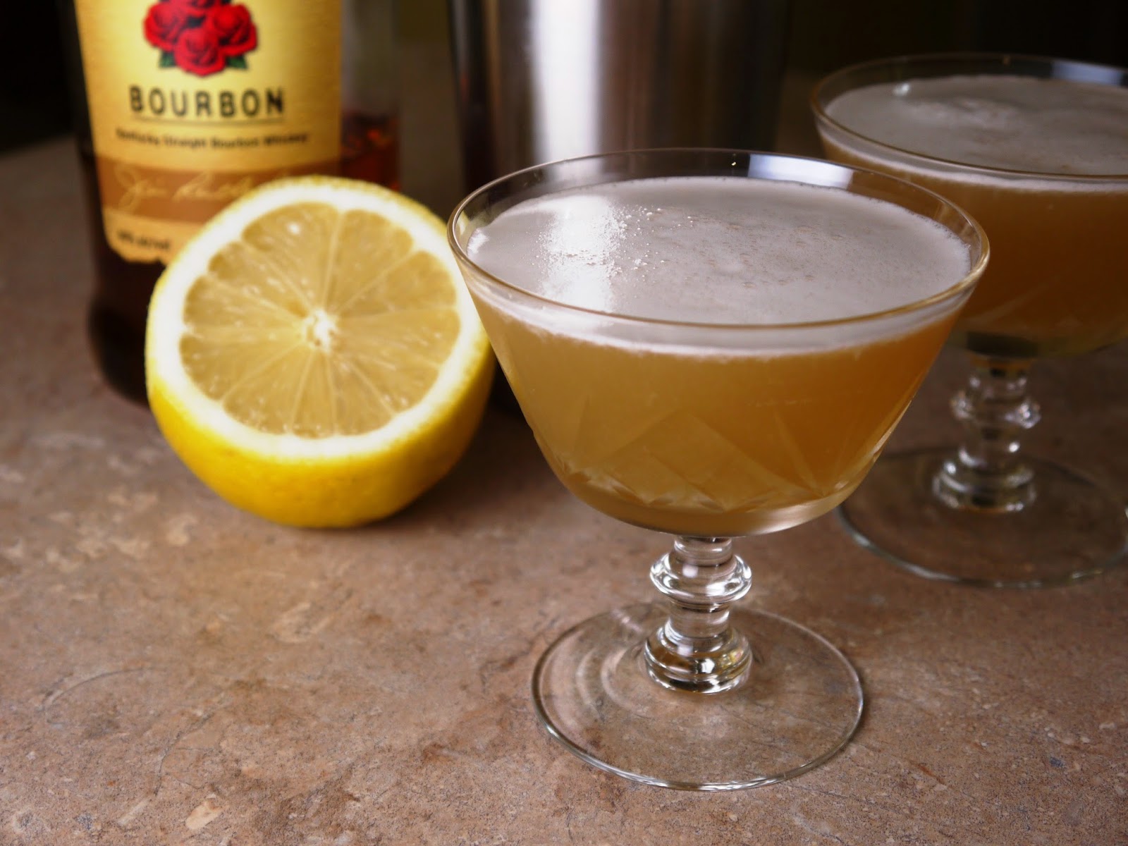 Clockwatching Tart Happy Hour Bourbon Sour with Egg White