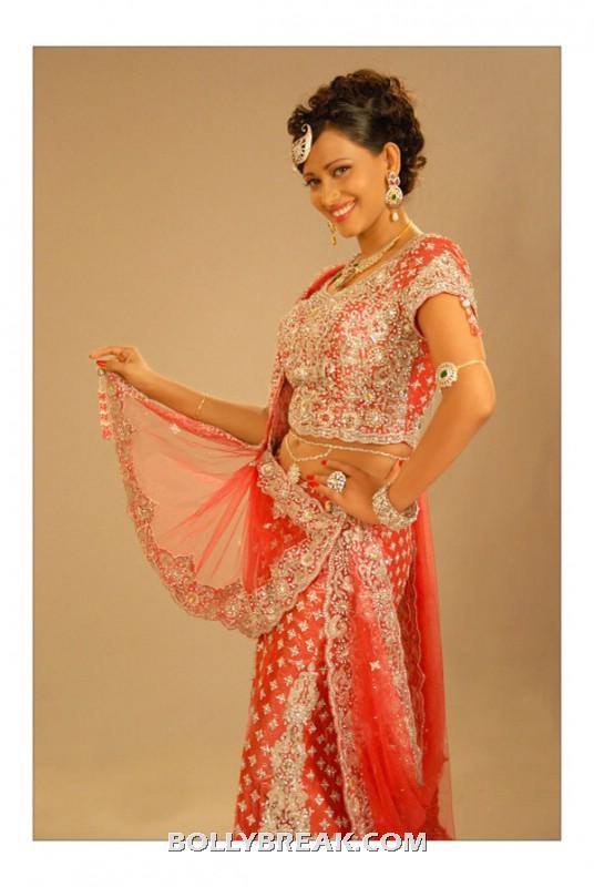 Sanjana singh looks beautiful in red lengha choli - (3) -  Sanjana singh new photo shoot