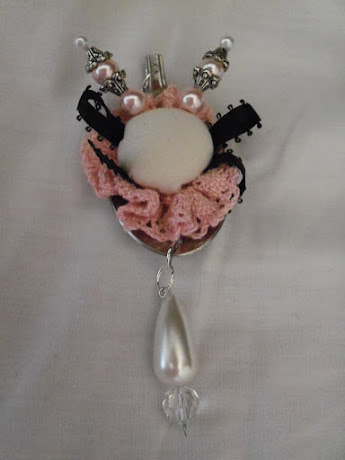 Pink and Black Spoon Charm