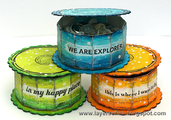 Layers of ink - Mixed Media Storage Boxes by Anna-Karin
