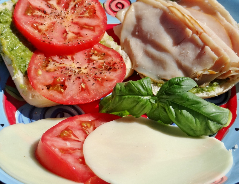 ...a quiet life... turkey pesto basil sandwich