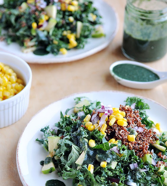 Journal Through Lens Kale quinoa salad with Spirulina dressing