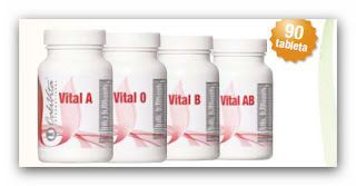 Prikaz pripravaka multivitamina Vital - fokusirano na svaku krvnu grupu