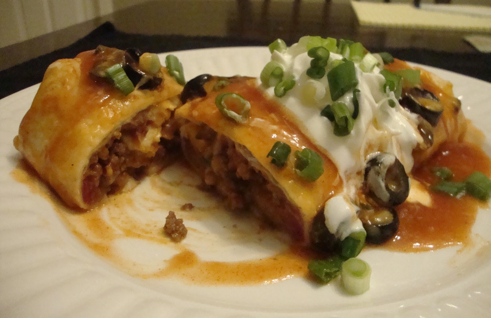 Gone With the Whisk Beef & Bean Burrito Enchiladas