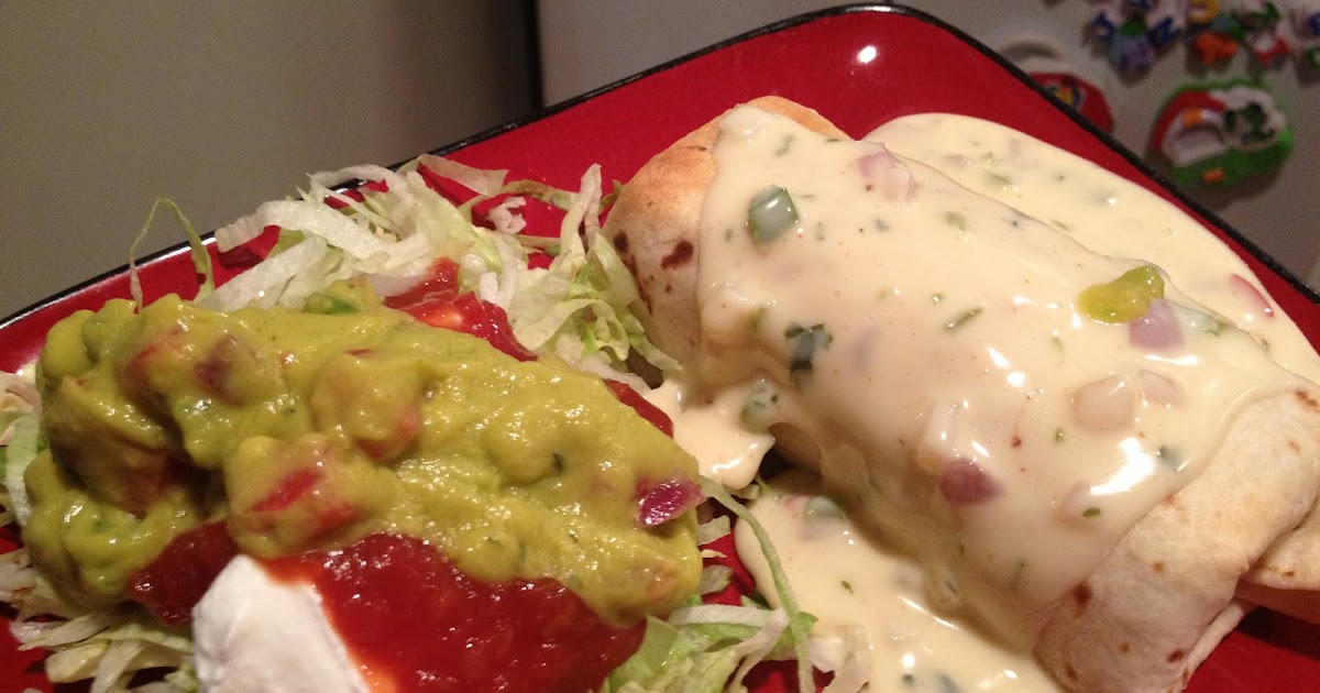 My Salty Kitchen Oven Baked Chimichangas with a Queso Blanco Sauce
