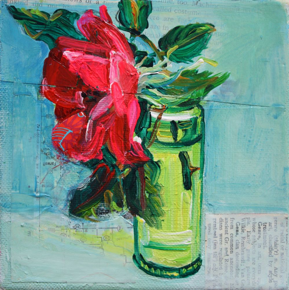 Small Wonders Daily Paintings by Polly Jones Knockout Rose original