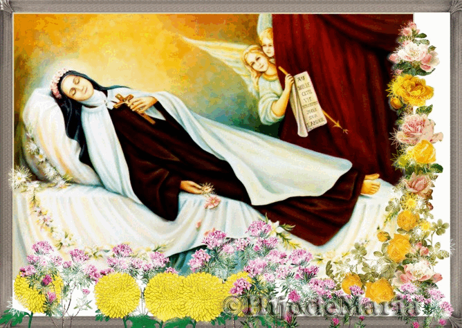 Las almas de los justos están en las manos de Dios y ningún tormento podrá alcanzarlos (Sab 3,1). Imagen de Sta Teresita.