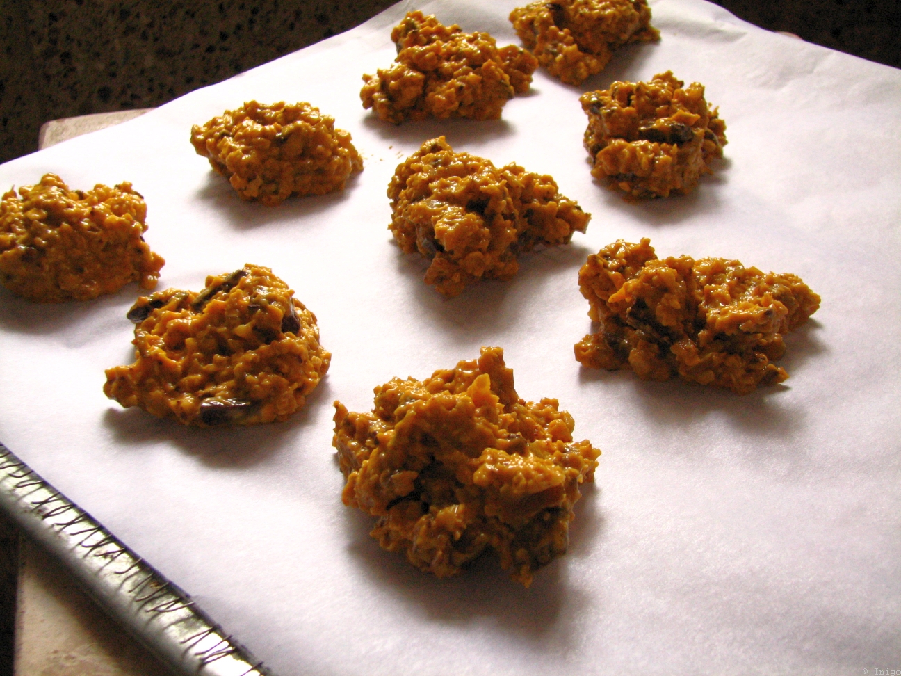 Food! Mango Chocolate Oatmeal Chewy Drop Cookies (No added sugar or fat)