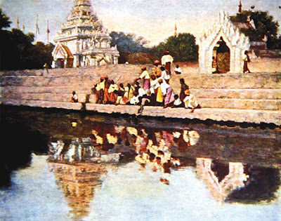 The  Ayeyarwady River  in the 18th Century a beautiful old painting